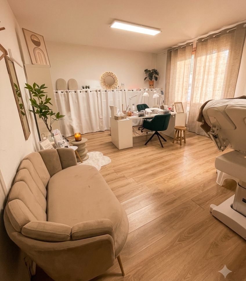 Intérieur chaleureux et épuré de l'institut Cocoon & Vous